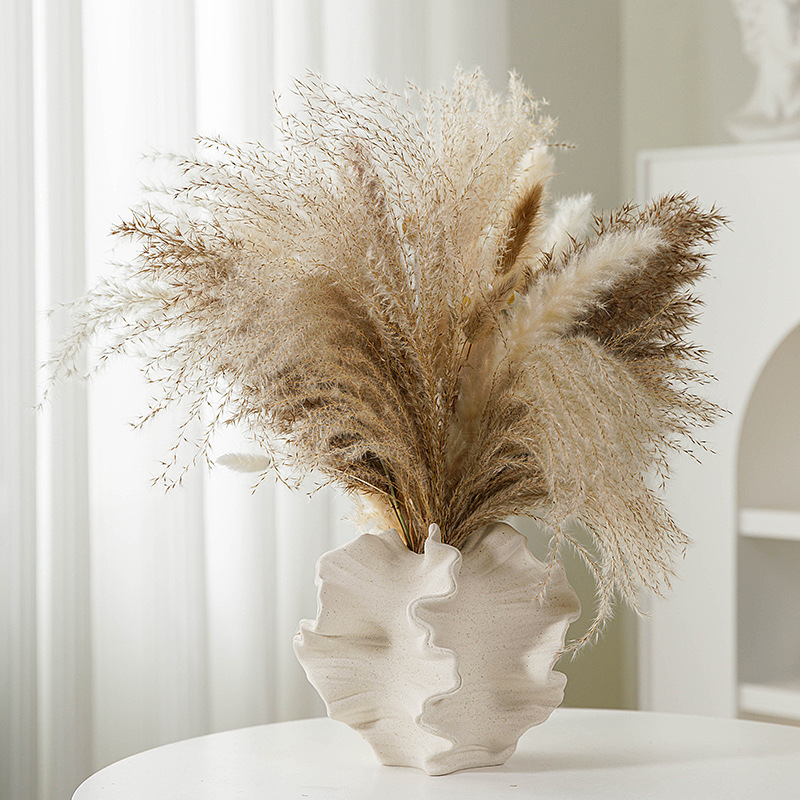 European White Frosted Ceramic Vase
